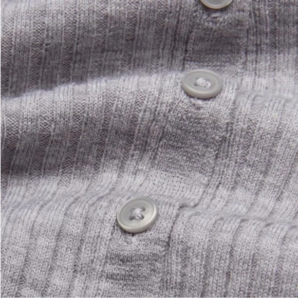 BABATON Avalon Dress Ribbed Button-Front Long Sleeve in Light Gray size small - Picture 7 of 11